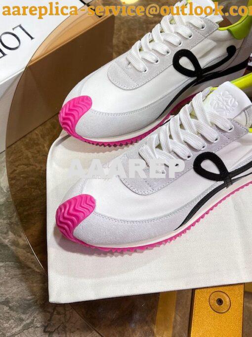 Replica Loewe Flow Runner In Nylon And Suede L815282 White-Neon Pink 6