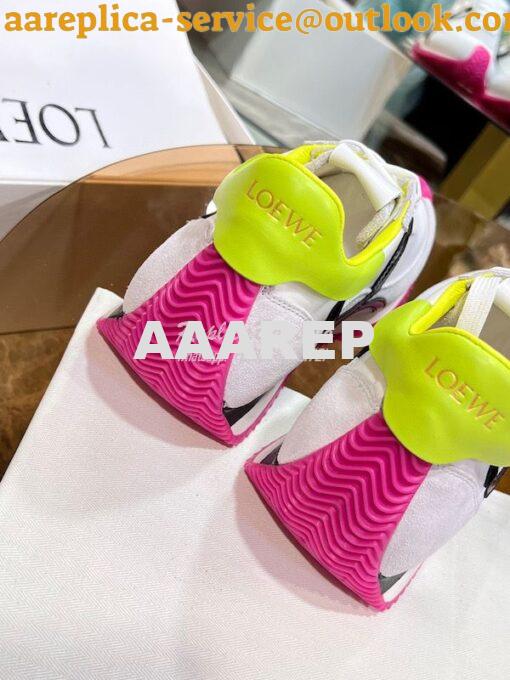 Replica Loewe Flow Runner In Nylon And Suede L815282 White-Neon Pink 7