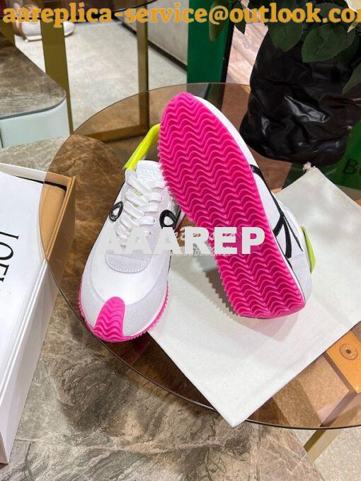 Replica Loewe Flow Runner In Nylon And Suede L815282 White-Neon Pink 8
