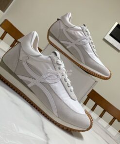 Replica Loewe Flow Runner in Suede L815282 Grey White Replica Loewe Flow Runner in Suede L815282 Grey White