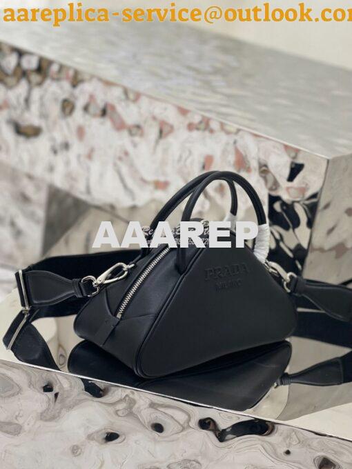 Replica Prada Leather Triangle bag 1BB082 Black 6