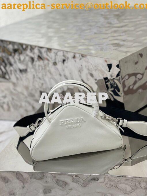 Replica Prada Leather Triangle bag 1BB082 White