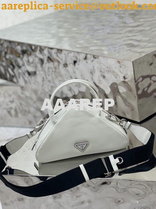Replica Prada Leather Triangle bag 1BB082 White 2