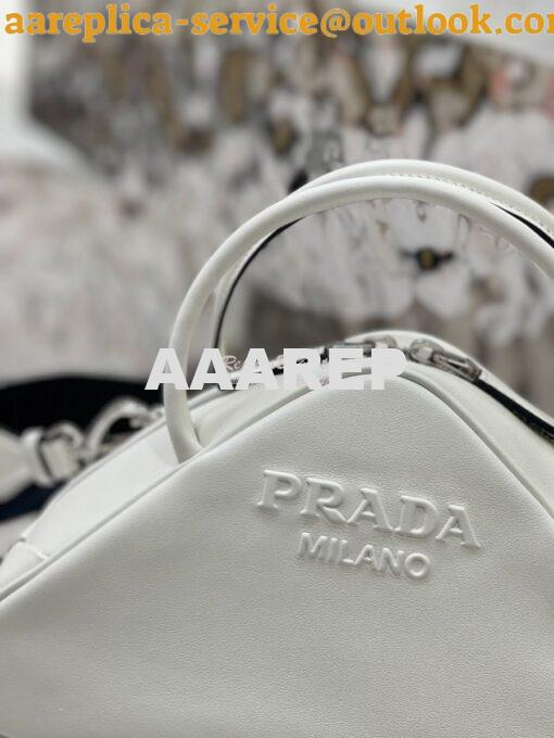 Replica Prada Leather Triangle bag 1BB082 White 3