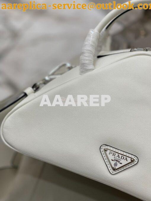 Replica Prada Leather Triangle bag 1BB082 White 4