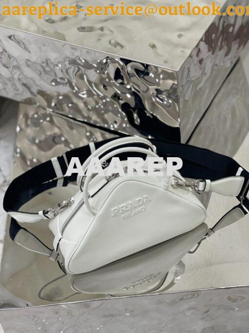 Replica Prada Leather Triangle bag 1BB082 White 6
