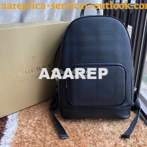 Replica Burberry London Check and Leather Backpack Navy/black