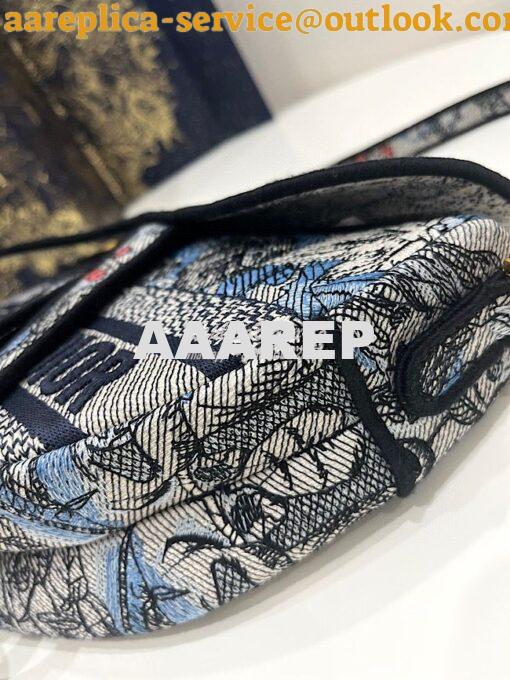 Replica Dior Saddle Bag M0446 Denim Multicolor Dior Jardin Magique Emb 6