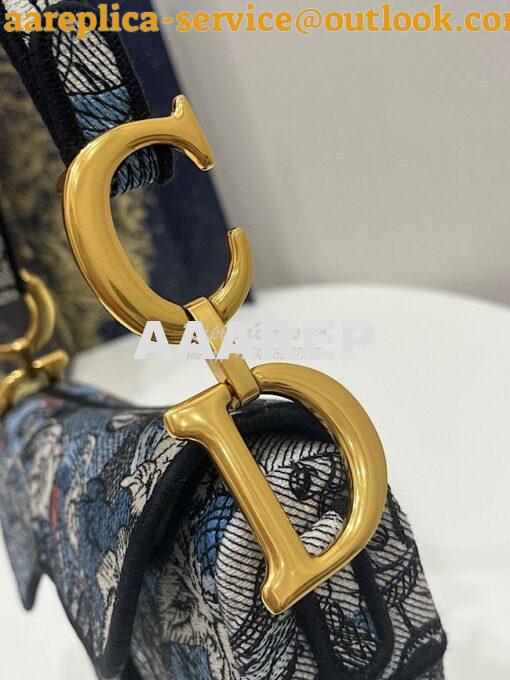 Replica Dior Saddle Bag M0446 Denim Multicolor Dior Jardin Magique Emb 7