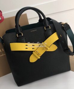 Replica Burberry The Medium Leather Belt Bag 40767231 Black Yellow 2