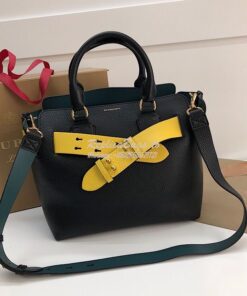 Replica Burberry The Small Leather Belt Bag 40767311 Black Yellow 2