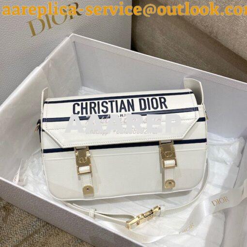 Replica Dior Small DiorCamp Bag White and Blue Smooth Calfskin M1243