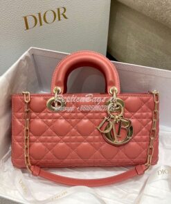 Replica Dior Lady D-Joy Bag Dusty Coral Pink Cannage Lambskin M0540O