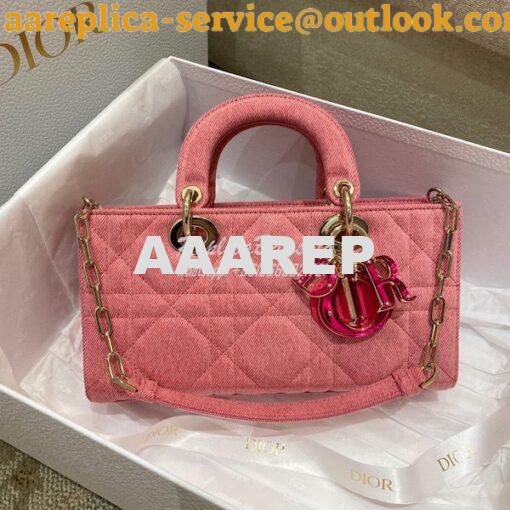 Replica Dior Lady D-Joy Bag Bright Pink Cannage Denim M0540