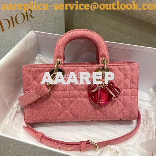 Replica Dior Lady D-Joy Bag Bright Pink Cannage Denim M0540 2