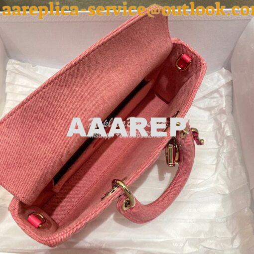 Replica Dior Lady D-Joy Bag Bright Pink Cannage Denim M0540 9