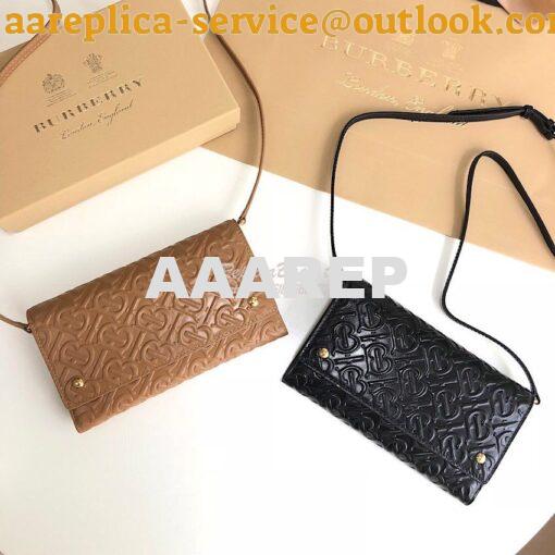 Replica Burberry Monogram Leather Wallet with Detachable Strap 8010476 8