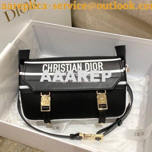 Replica Dior Small DiorCamp Bag Black and White Smooth Calfskin M1243