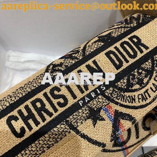 Replica Dior Small DiorCamp Bag Beige Jute Canvas Embroidered with Dio 2