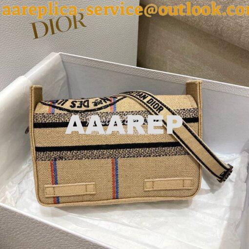 Replica Dior Small DiorCamp Bag Beige Jute Canvas Embroidered with Dio 5