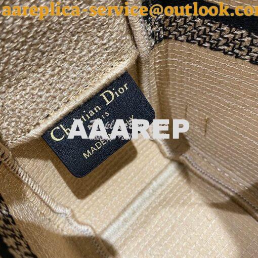Replica Dior Small DiorCamp Bag Beige Jute Canvas Embroidered with Dio 8