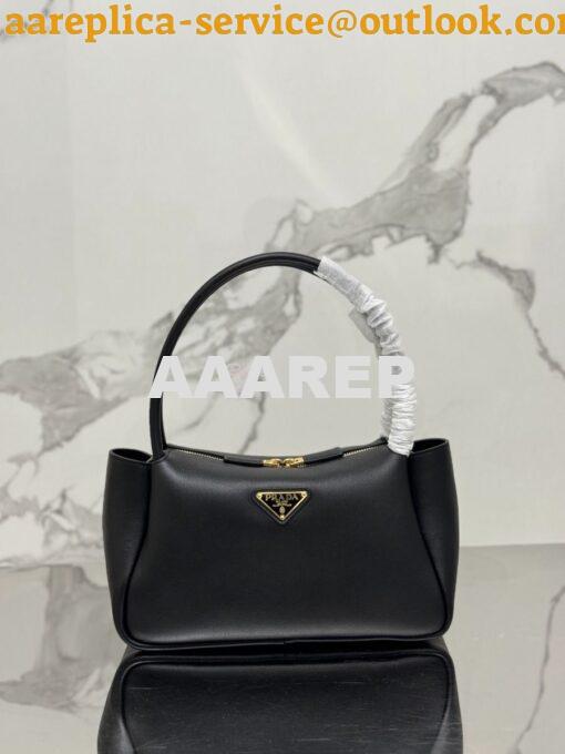 Replica Prada Medium leather handbag 1BA444 Black