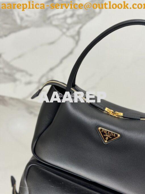 Replica Prada Medium leather handbag 1BA444 Black 3