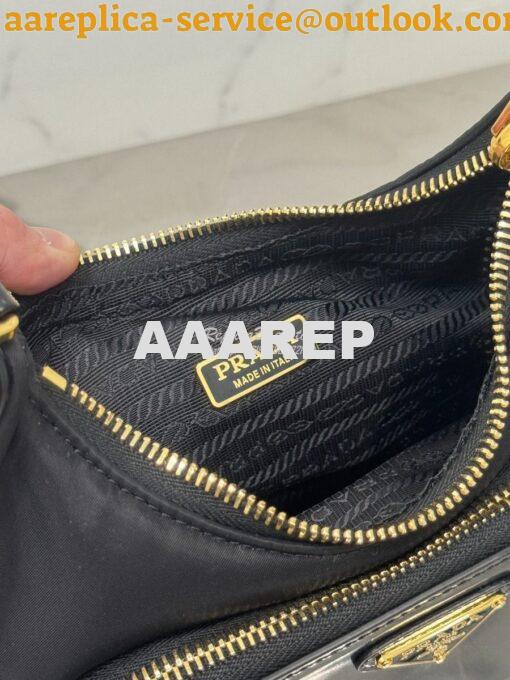 Replica Prada Re-Nylon and brushed leather mini-bag 1BC198 Black 11
