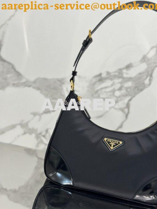 Replica Prada Re-Nylon with Glossy Leather Shoulder Bag 1BC214 4