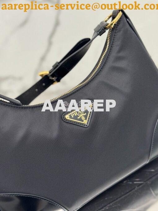 Replica Prada Re-Nylon with Glossy Leather Shoulder Bag 1BC214 5