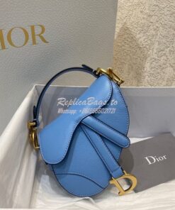 Replica Dior Micro Saddle Bag Cornflower Blue Goatskin S5662