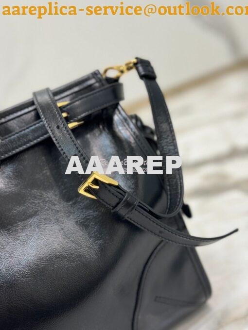 Replica Prada Large leather shoulder bag 1BA433 Black 9