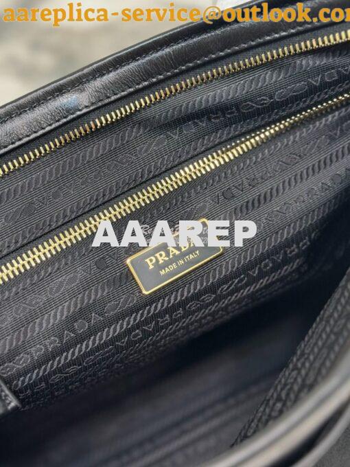 Replica Prada Large leather shoulder bag 1BA433 Black 11