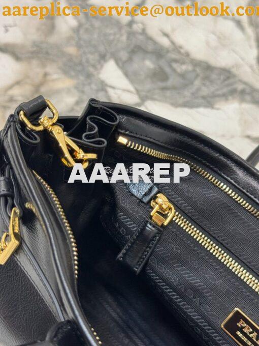 Replica Prada Large leather shoulder bag 1BA433 Black 12