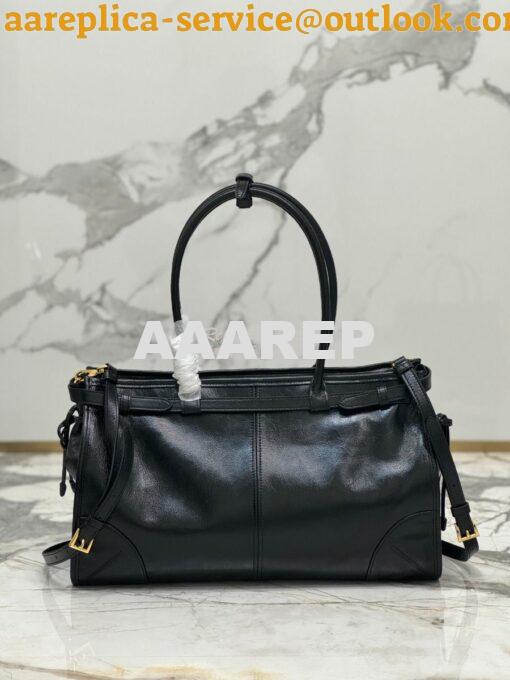 Replica Prada Large leather shoulder bag 1BA433 Black 13