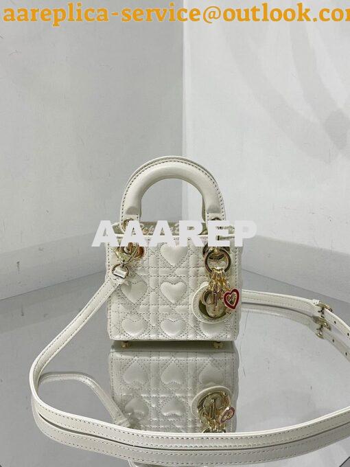 Replica Lady Dior Bag Micro Dioramour Latte Cannage Lambskin with Hear