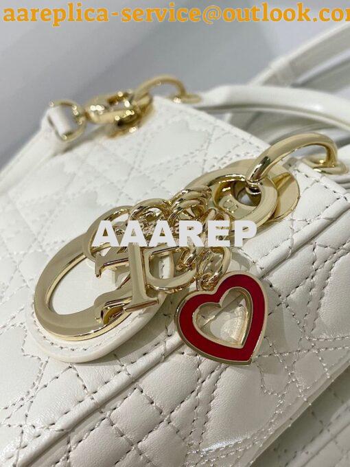 Replica Lady Dior Bag Micro Dioramour Latte Cannage Lambskin with Hear 2