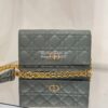 Replica Dior Caro Belt Pouch With Chain in Gray Supple Cannage Calfski