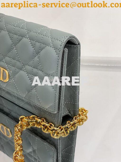 Replica Dior Caro Belt Pouch With Chain in Gray Supple Cannage Calfski 2