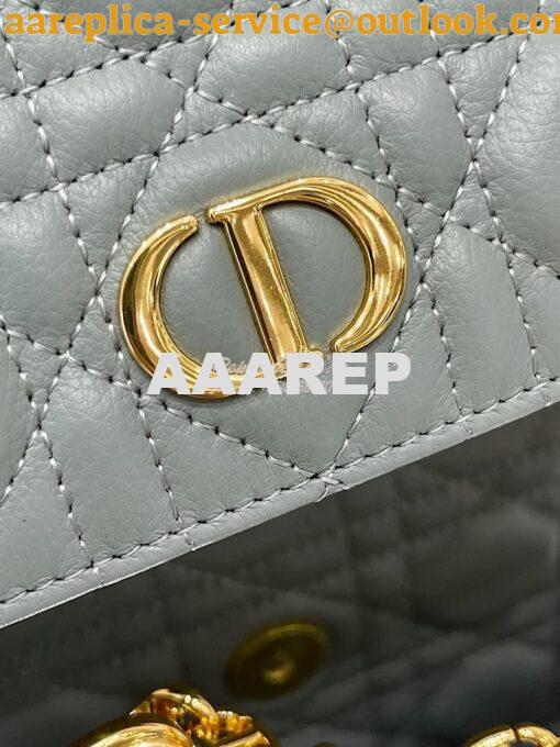 Replica Dior Caro Belt Pouch With Chain in Gray Supple Cannage Calfski 3