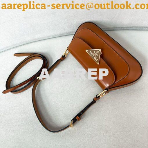 Replica Prada Brushed leather shoulder bag 1BD345 Brown 2