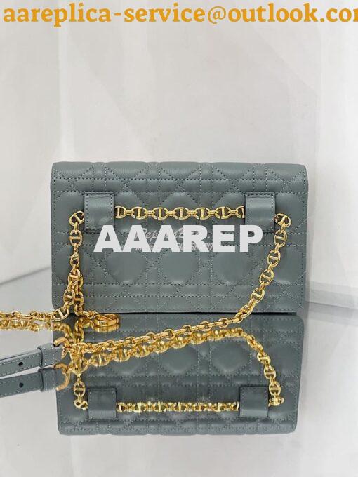 Replica Dior Caro Belt Pouch With Chain in Gray Supple Cannage Calfski 8