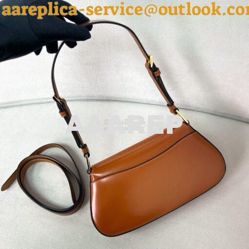 Replica Prada Brushed leather shoulder bag 1BD345 Brown 3