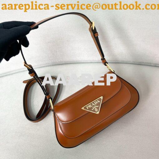 Replica Prada Brushed leather shoulder bag 1BD345 Brown 5