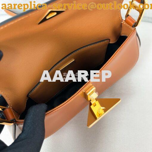 Replica Prada Brushed leather shoulder bag 1BD345 Brown 6