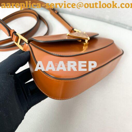 Replica Prada Brushed leather shoulder bag 1BD345 Brown 7
