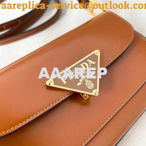Replica Prada Brushed leather shoulder bag 1BD345 Brown 8