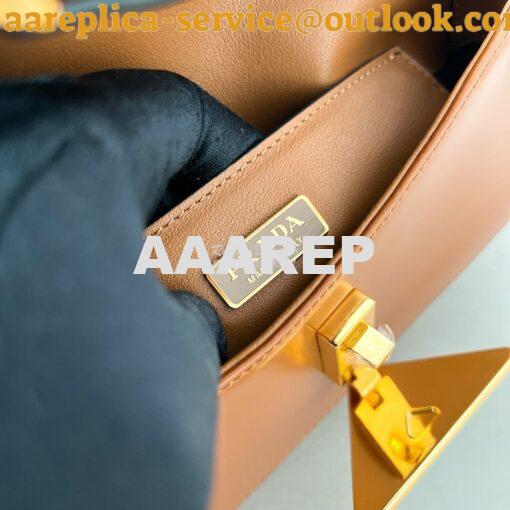 Replica Prada Brushed leather shoulder bag 1BD345 Brown 9