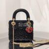 Replica Dior Caro Belt Pouch With Chain in Gray Supple Cannage Calfski 10