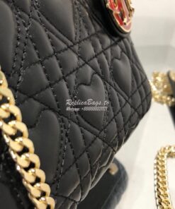 Replica Lady Dior Mini Dioramour Bag Black Cannage Lambskin with Heart 2